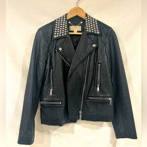 Goth black Biker Jacket Stud detail Michael Kors New